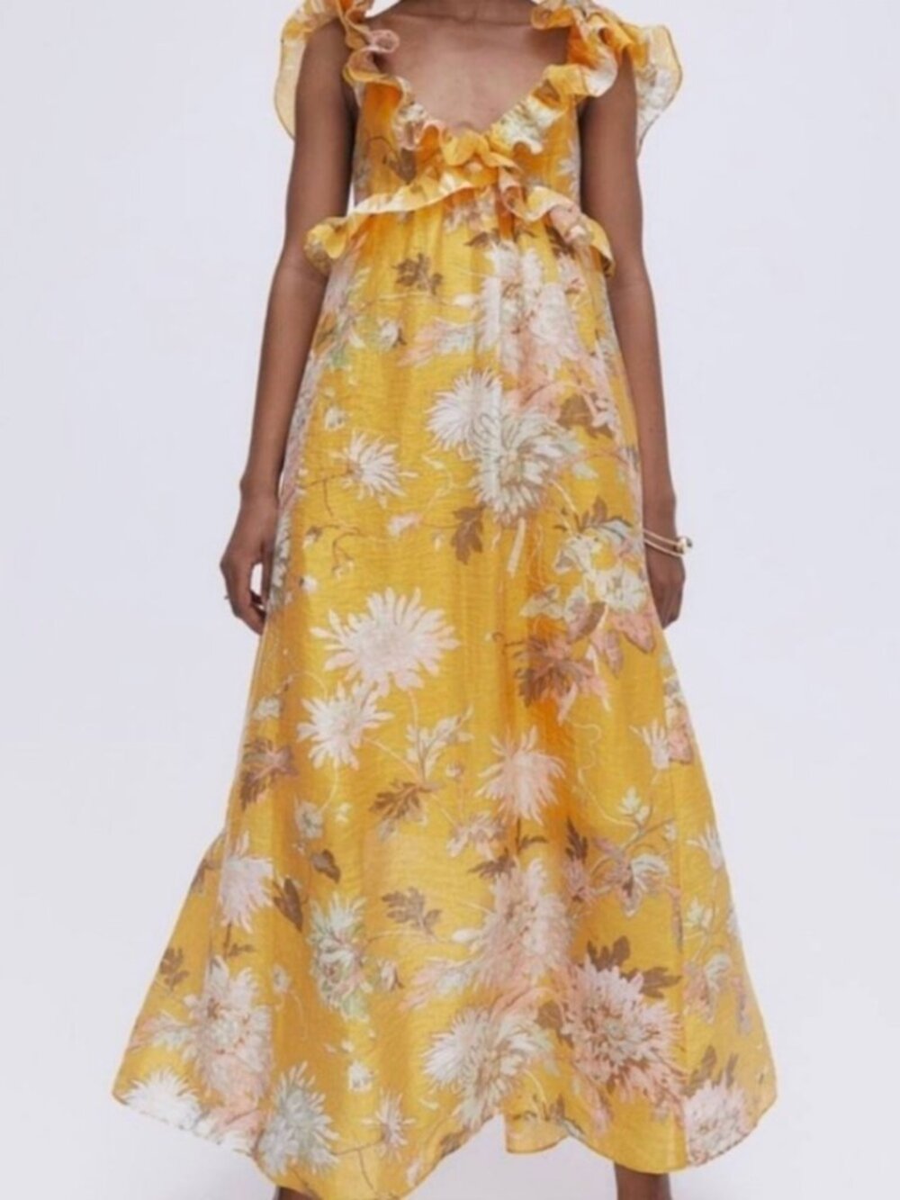 H&M Lyocell-Blend Flounced Trim Floral Dress - Picture 3 of 3